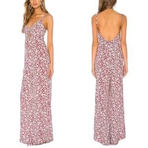 Auguste The Label Mila Palms Red Floral Wide Leg Jumpsuit Pantsuit Size 8